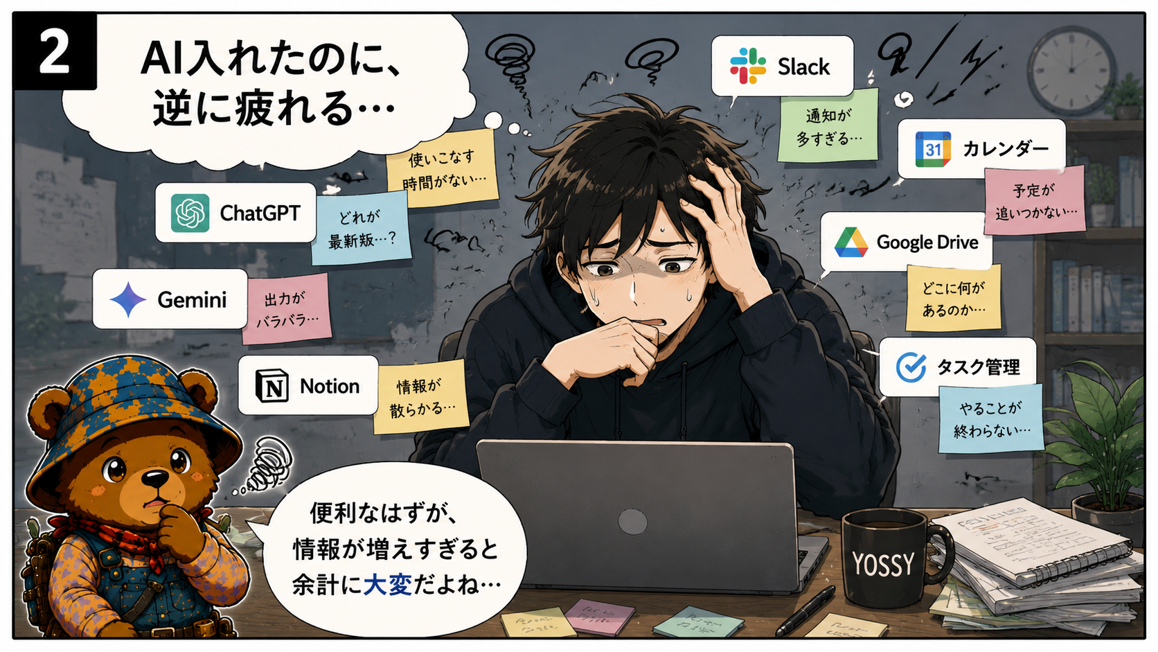 AI入れたのに、逆に疲れる、、、