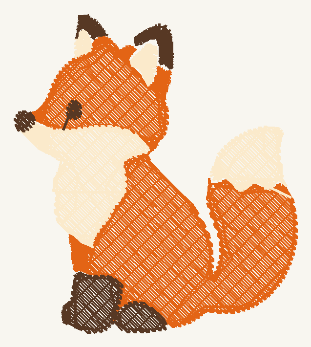 Sitting Fox Embroidery Design