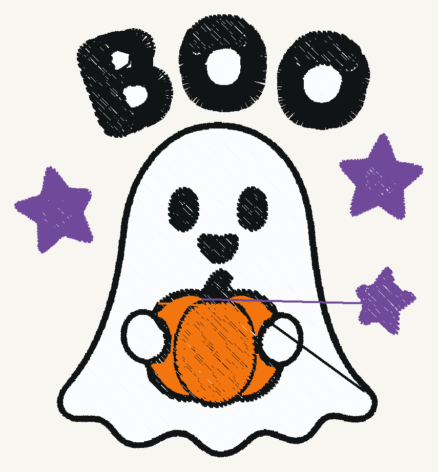 BOO Ghost with Pumpkin Halloween Embroidery Design
