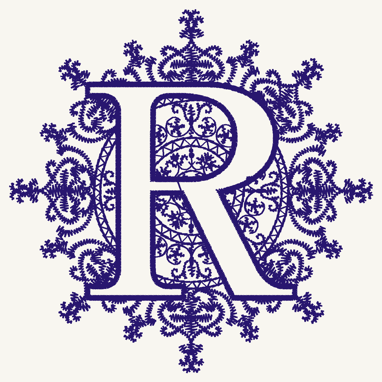 Font No.01 'R' | Prism Embroidery 777