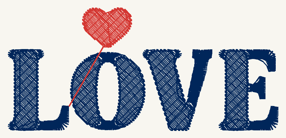 LOVE Lettering with Heart Embroidery Design