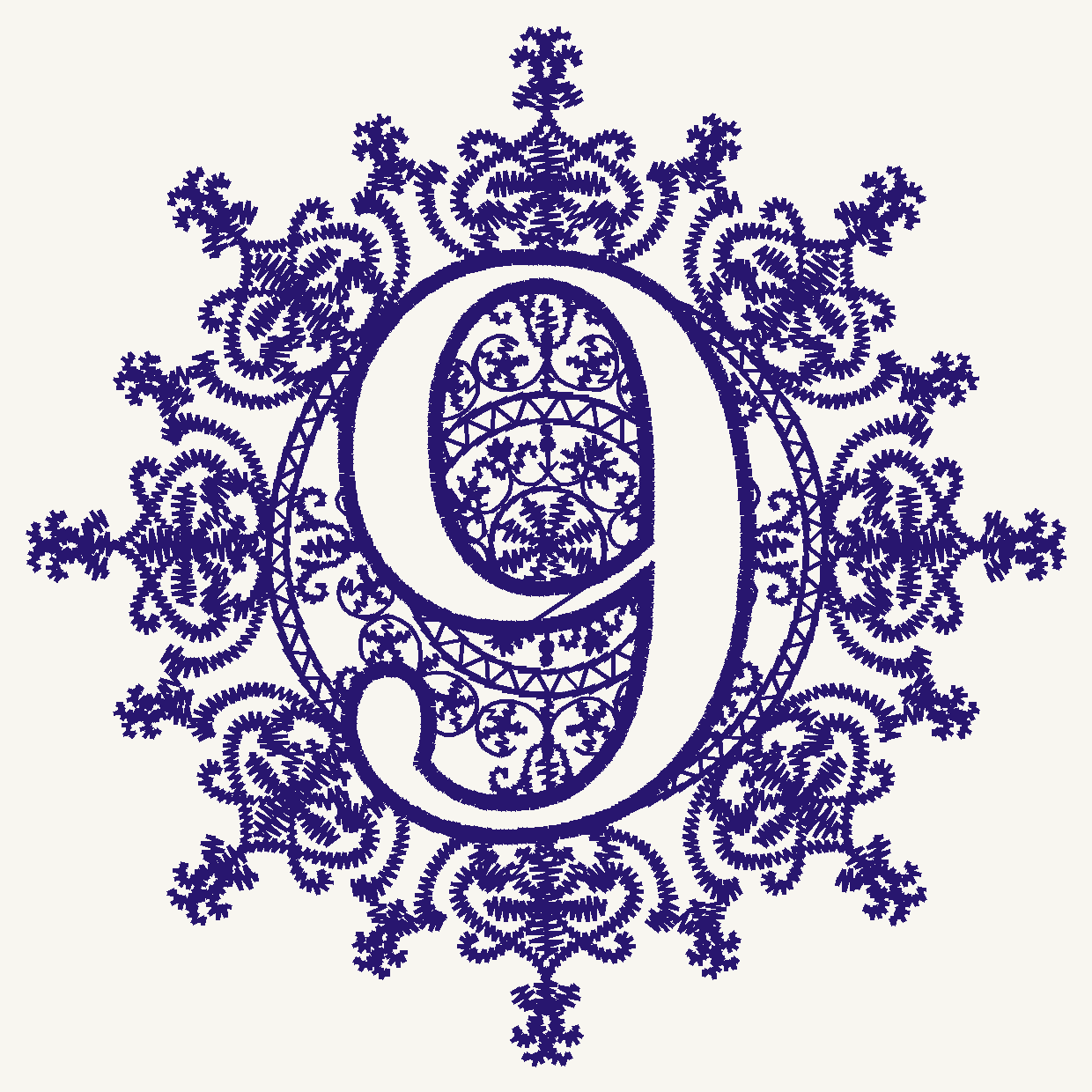 Font No.02 '9' | Prism Embroidery 777